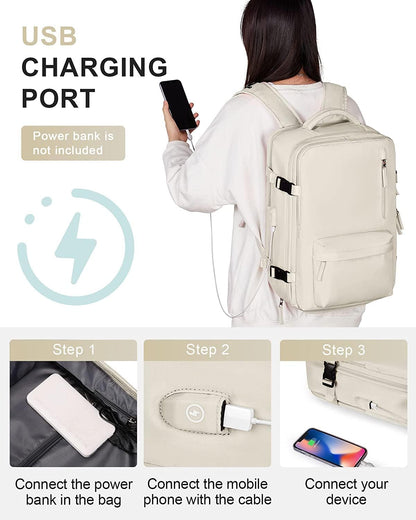Waterproof 40L Laptop Backpack with USB Charger Pocket