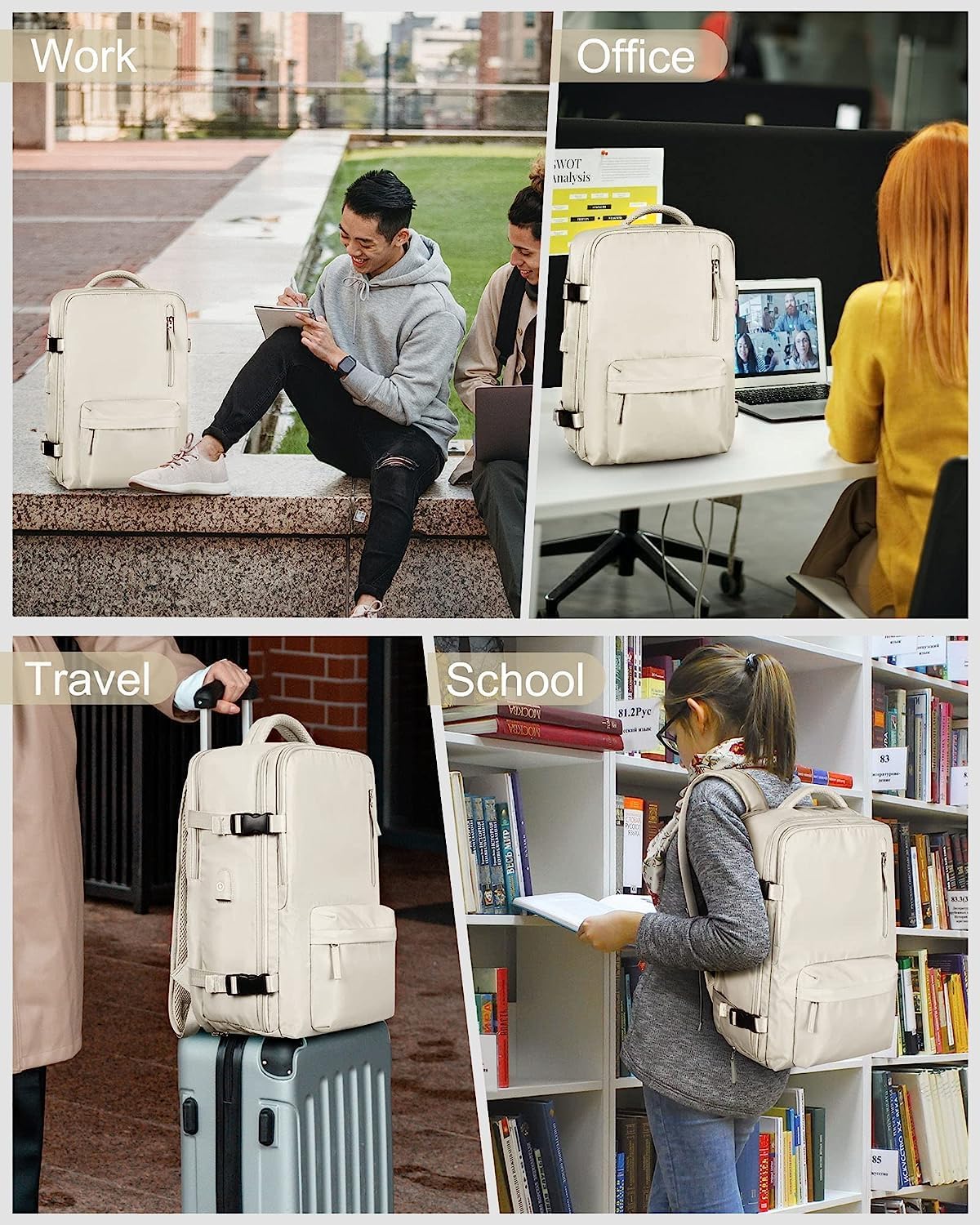 Waterproof 40L Laptop Backpack with USB Charger Pocket