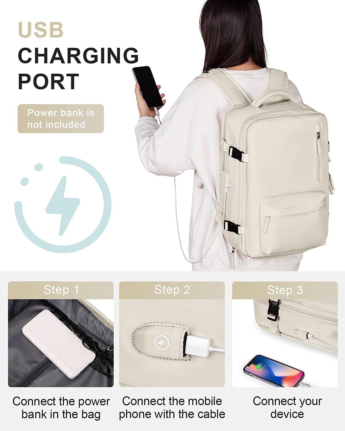 Waterproof Hiking Rucksack with Laptop Sleeve & USB Charger