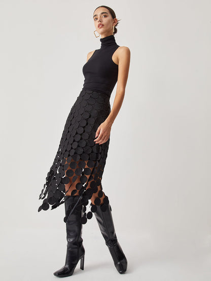 Flowy Ruffled Tiered Circle Midi Skirt