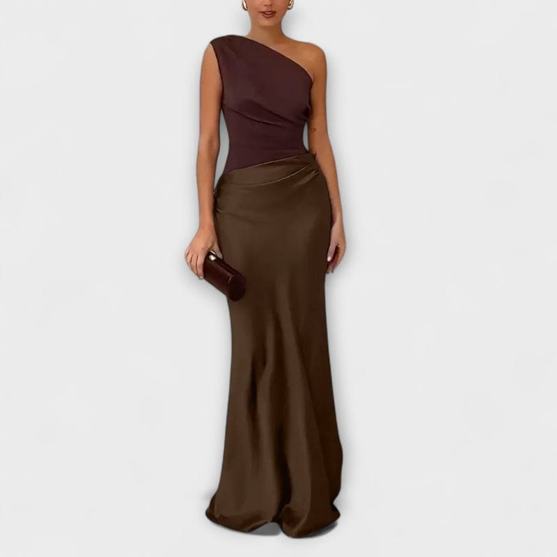 Elegant One Shoulder Floor Length Dress - Olytrend