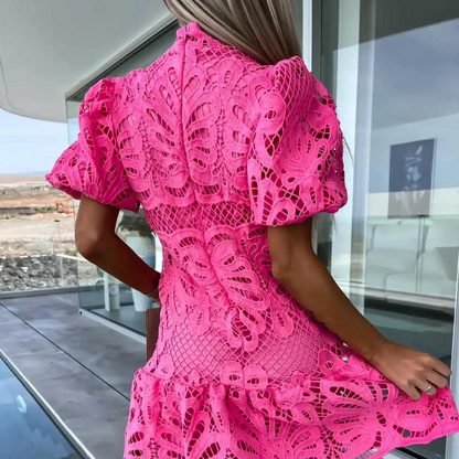Image of Laura | Women's Puff Sleeve Fit & Flare Mini Dress
