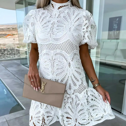 Image of Laura | Women's Puff Sleeve Fit & Flare Mini Dress