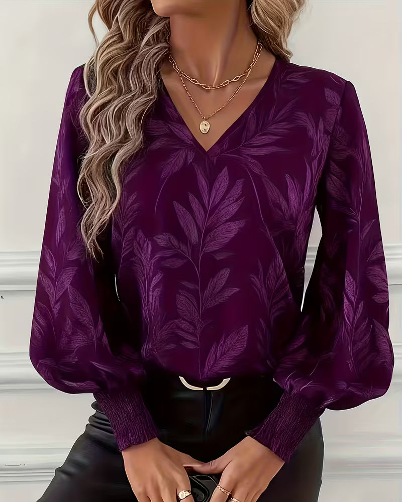 Classic Fit V-Neck Women's Long Sleeve Top - Olytrend