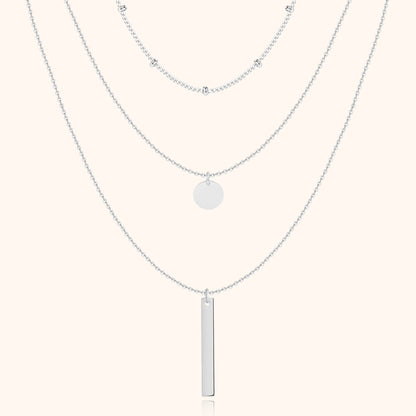 Layered Triple Necklace - Elise-Silver-Nora Luxe