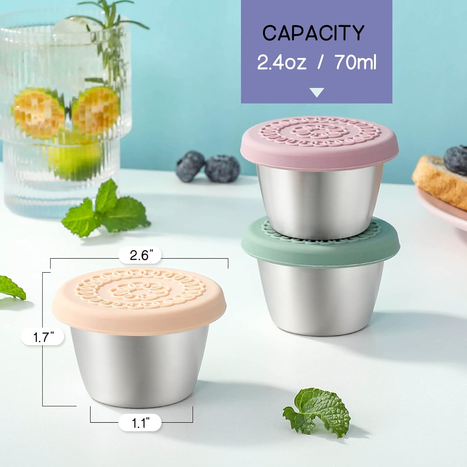 Leak-proof Stainless Steel Sauce Cups (6 Pieces) - FlavorPods-45ml-Nora Luxe
