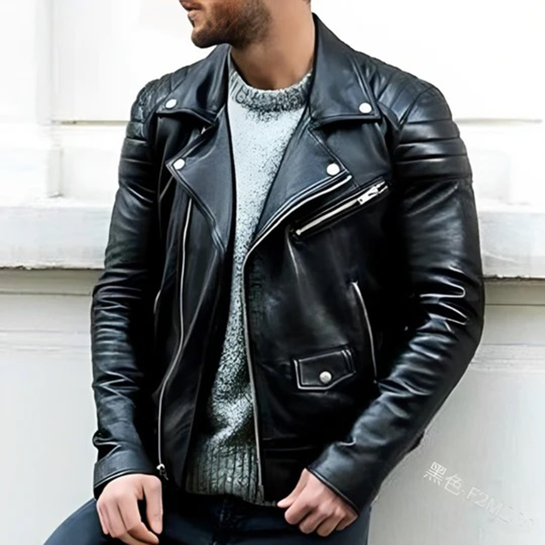 Classic Leather Motorcycle Jacket - Pexav