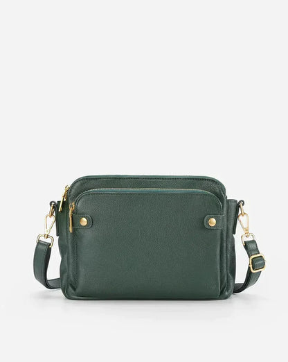 Leather Crossbody Shoulder Bag - PremierSatchel-Green-Nora Luxe
