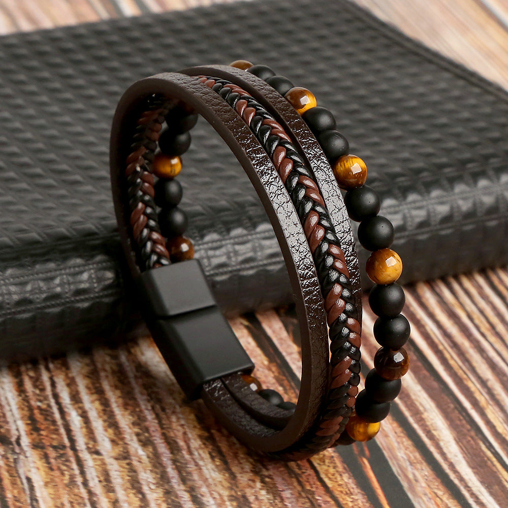 Stylish Men's Genuine Leather Bracelet Set - Pexav