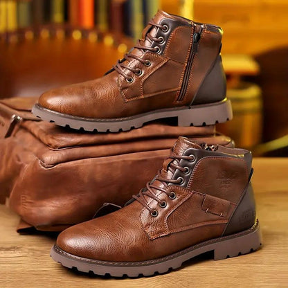 Men's Genuine Leather Lace Up Ankle Boots