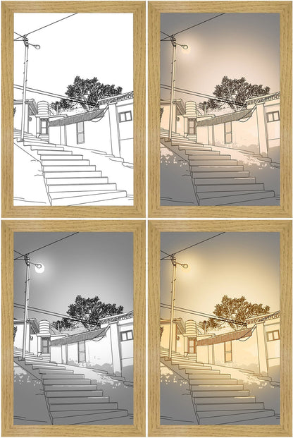 LED Lighting Painting – Luminza-Steps under street lighting-23x17cm-The Livary