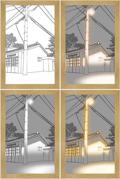 LED Lighting Painting – Luminza-Sunset and street lighting-23x17cm-The Livary