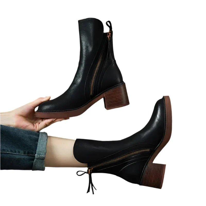 Luxury Black Leather Boots - Olytrend
