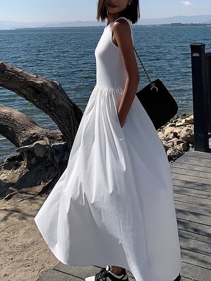 Casual V Neck Maxi Dress
