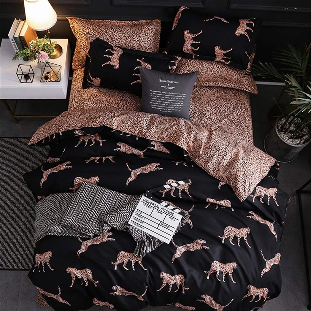 Contemporary Cotton Leopard Print Duvet Cover Set