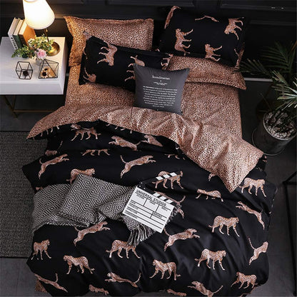 Contemporary Cotton Leopard Print Duvet Cover Set