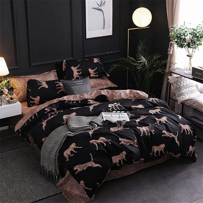 Contemporary Cotton Leopard Print Duvet Cover Set