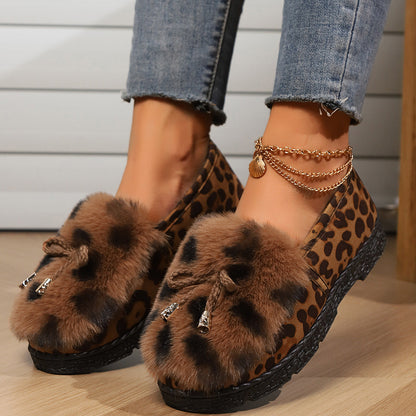 Luxurious Faux Fur Slip On Loafers For Women - Nocini