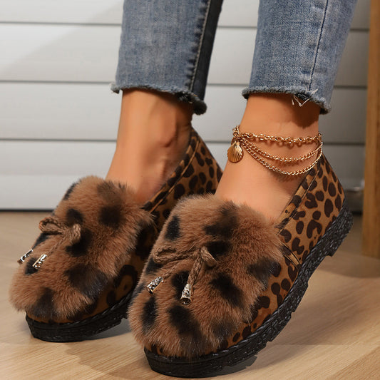 Luxurious Faux Fur Slip On Loafers For Women - Nocini