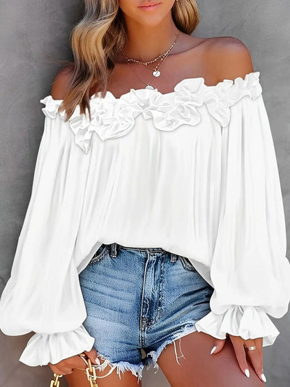Chic Cold Shoulder Fringed Ladies Blouse - Olytrend