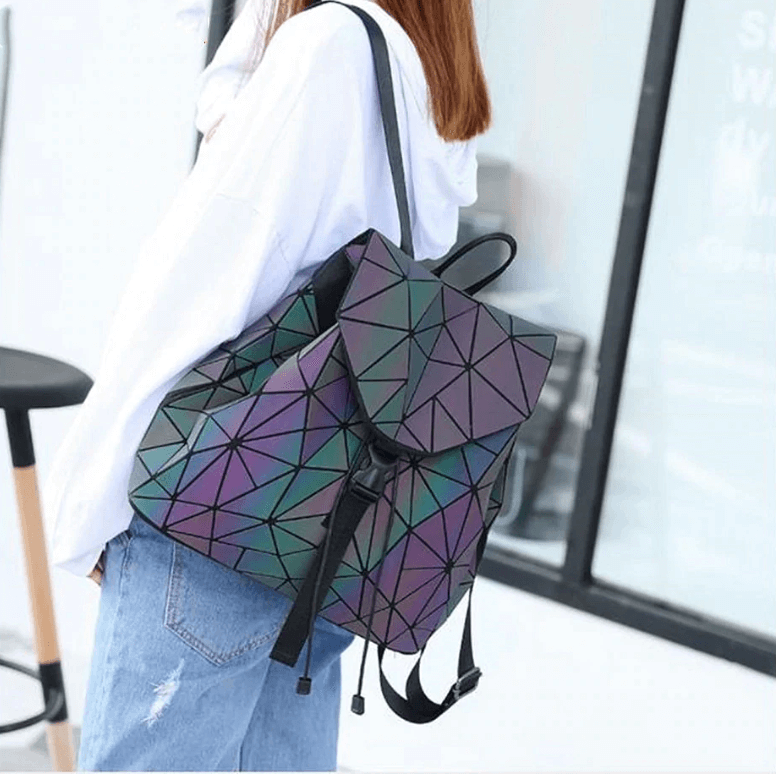 Shiny Colourful Geometric Ladies Backpack