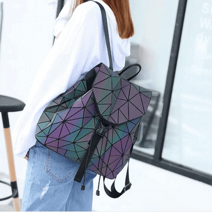 Shiny Colourful Geometric Ladies Backpack