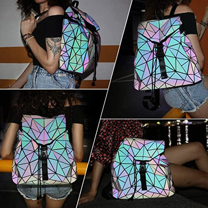 Shiny Colourful Geometric Ladies Backpack