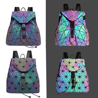 Shiny Colourful Geometric Ladies Backpack