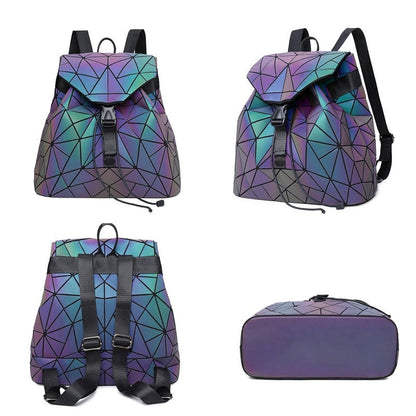 Shiny Colourful Geometric Ladies Backpack