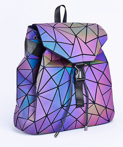 Shiny Colourful Geometric Ladies Backpack