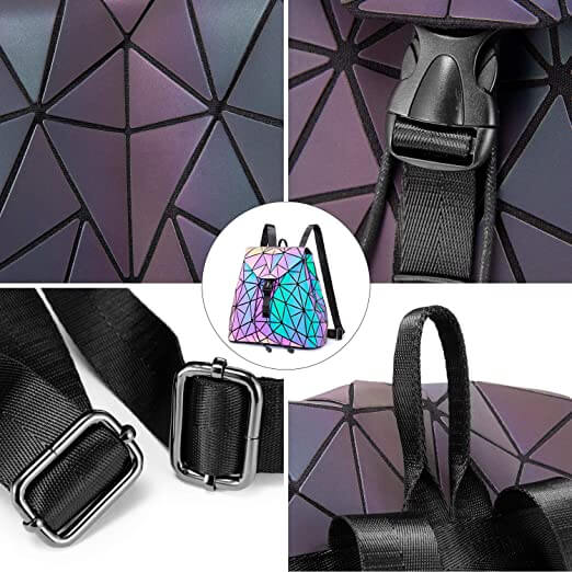 Shiny Colourful Geometric Ladies Backpack