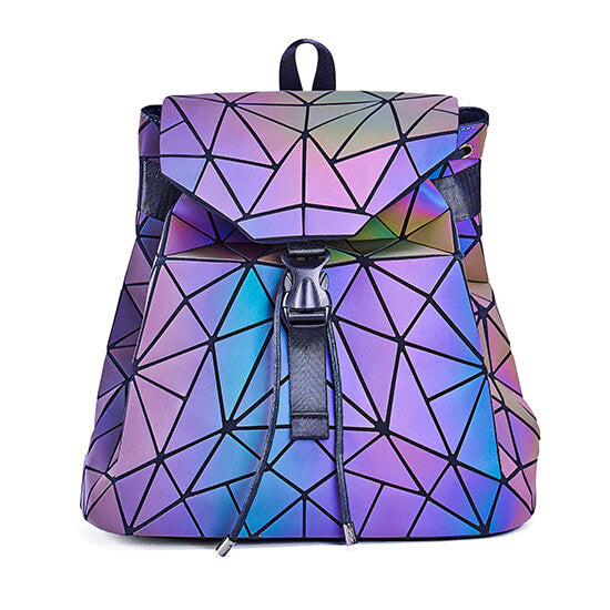 Shiny Colourful Geometric Ladies Backpack