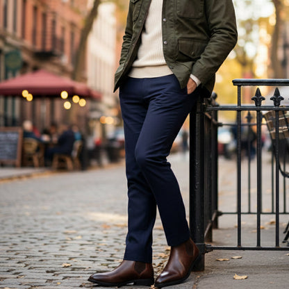 Brown Men's Traditional Ankle Slip On Leather Boots