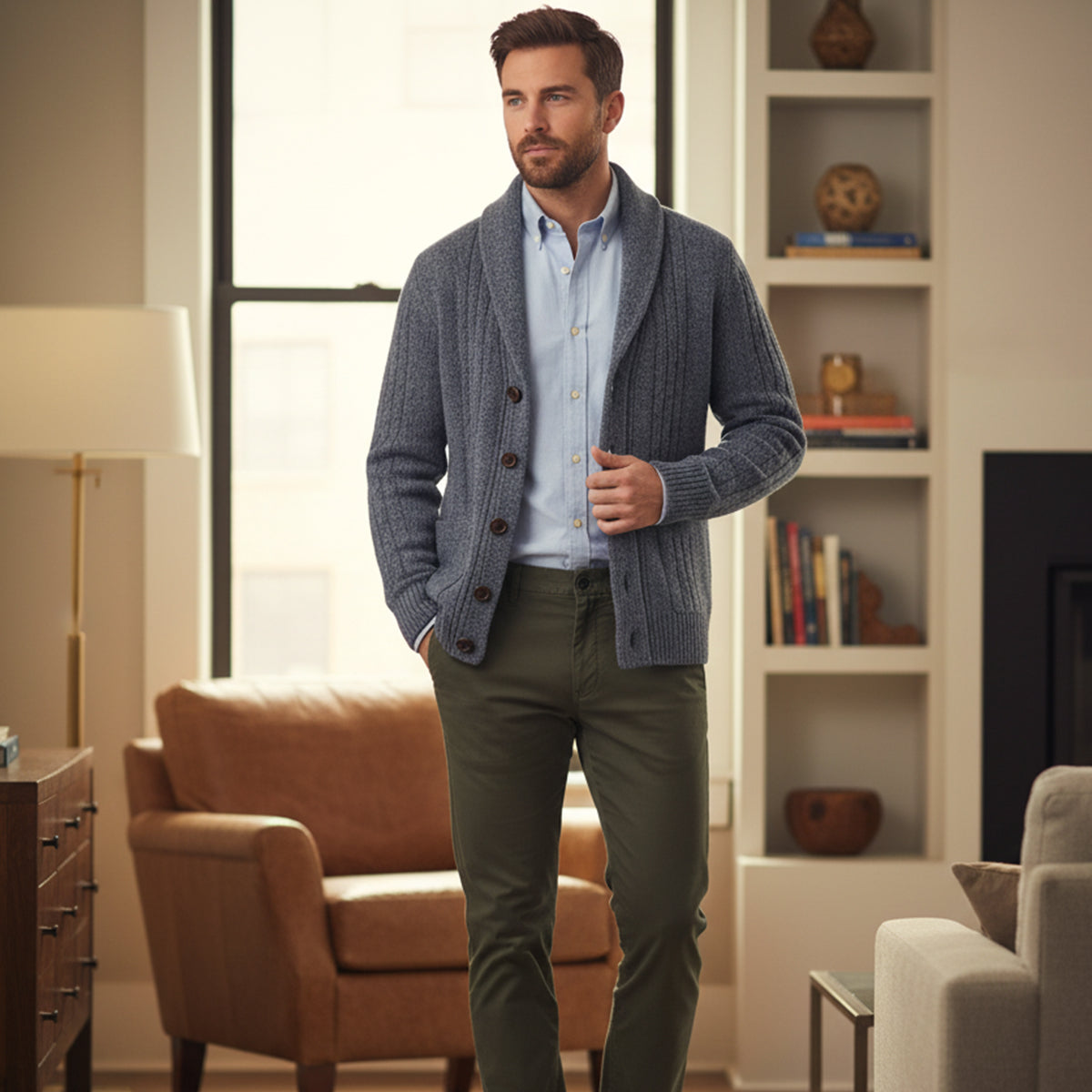 Luxurious Pure Cashmere Men's Cardigan Sweater