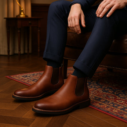 Traditional Men's Genuine Leather Chelsea Boots
