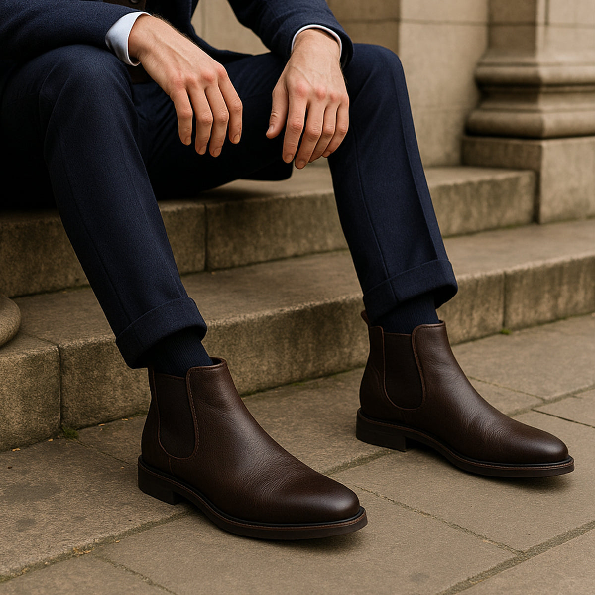 Traditional Men's Genuine Leather Chelsea Boots