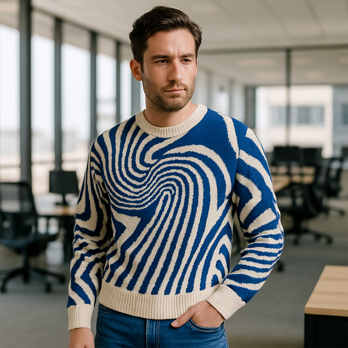 Luxury Men's Merino Wool Crew Neck Sweater