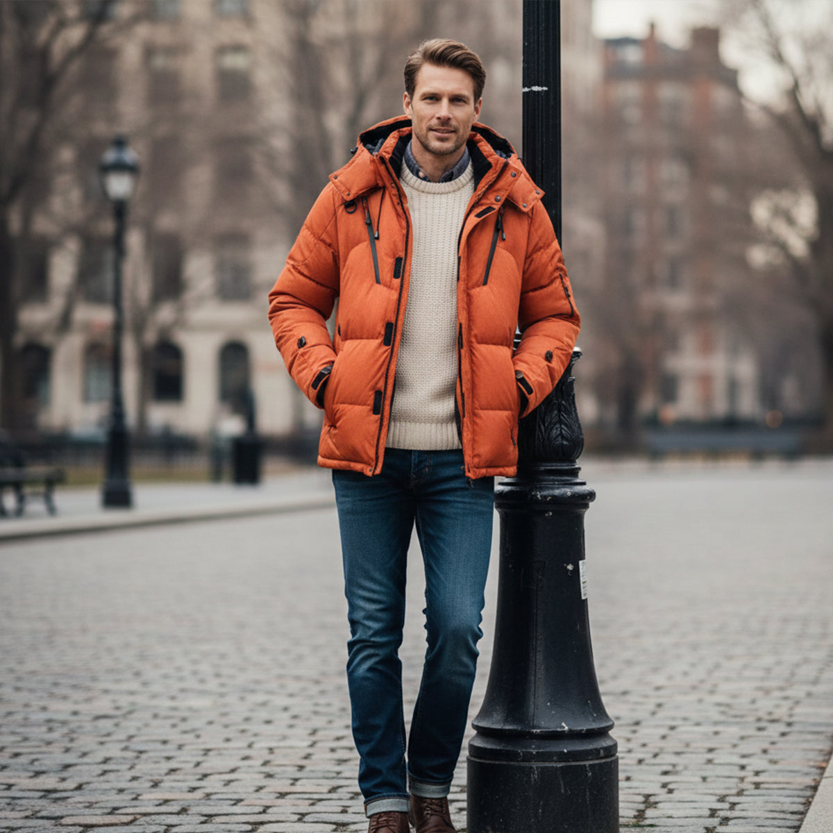 Warm Waterproof Men's Winter Parka Jacket with Hood