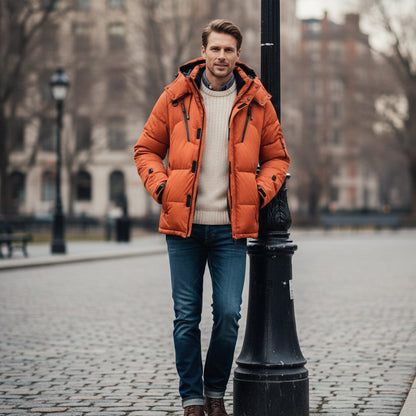 Warm Waterproof Men's Winter Parka Jacket with Hood