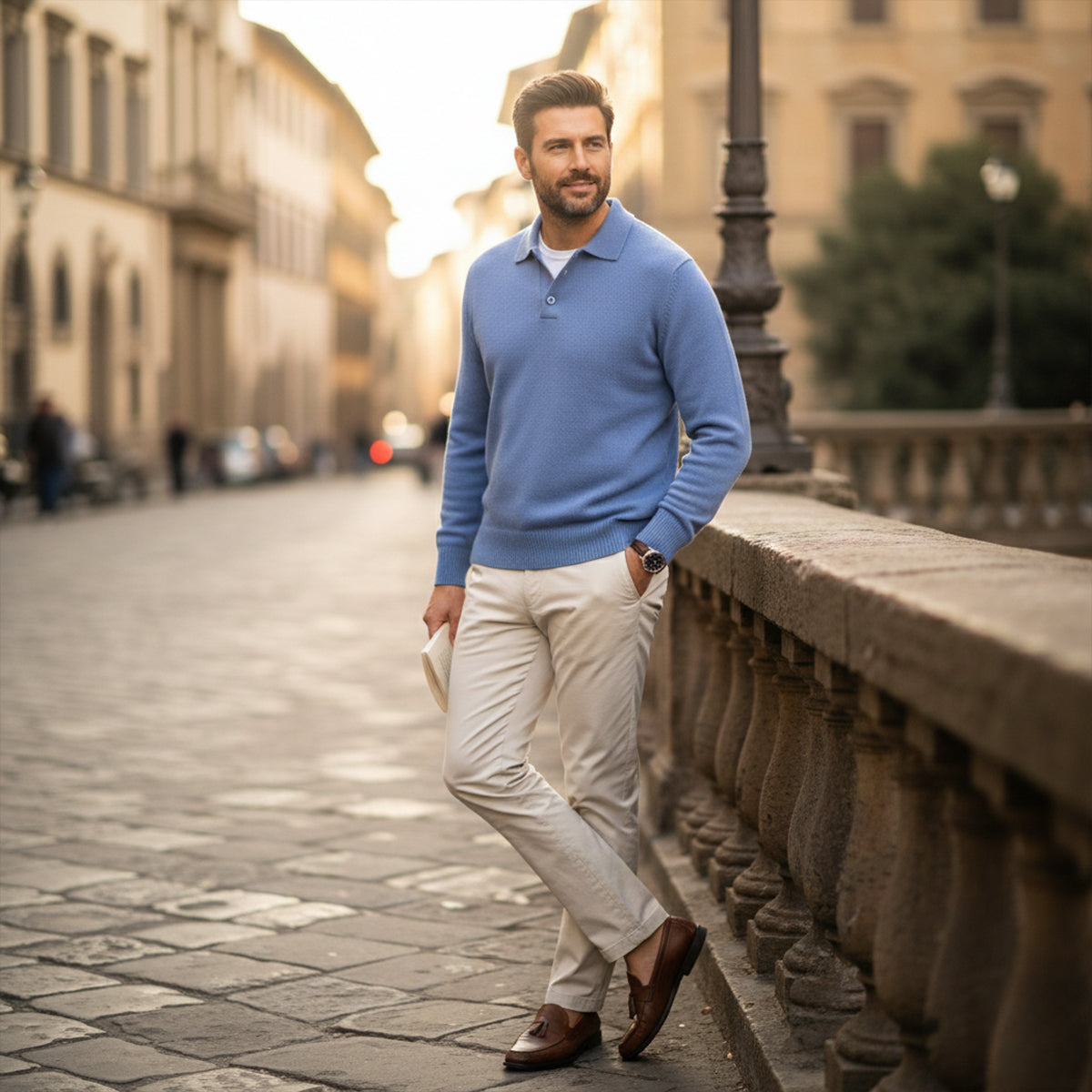 Luxury Men's Soft Knit Cashmere Polo Sweater