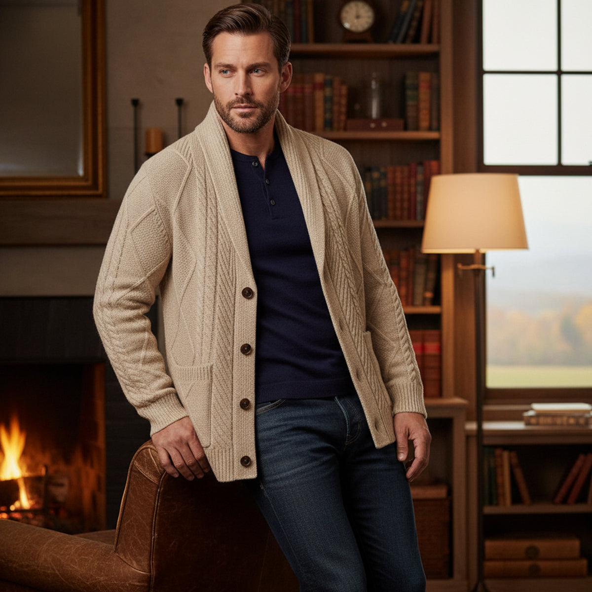 Premium Men's Soft Cashmere Button Sweater