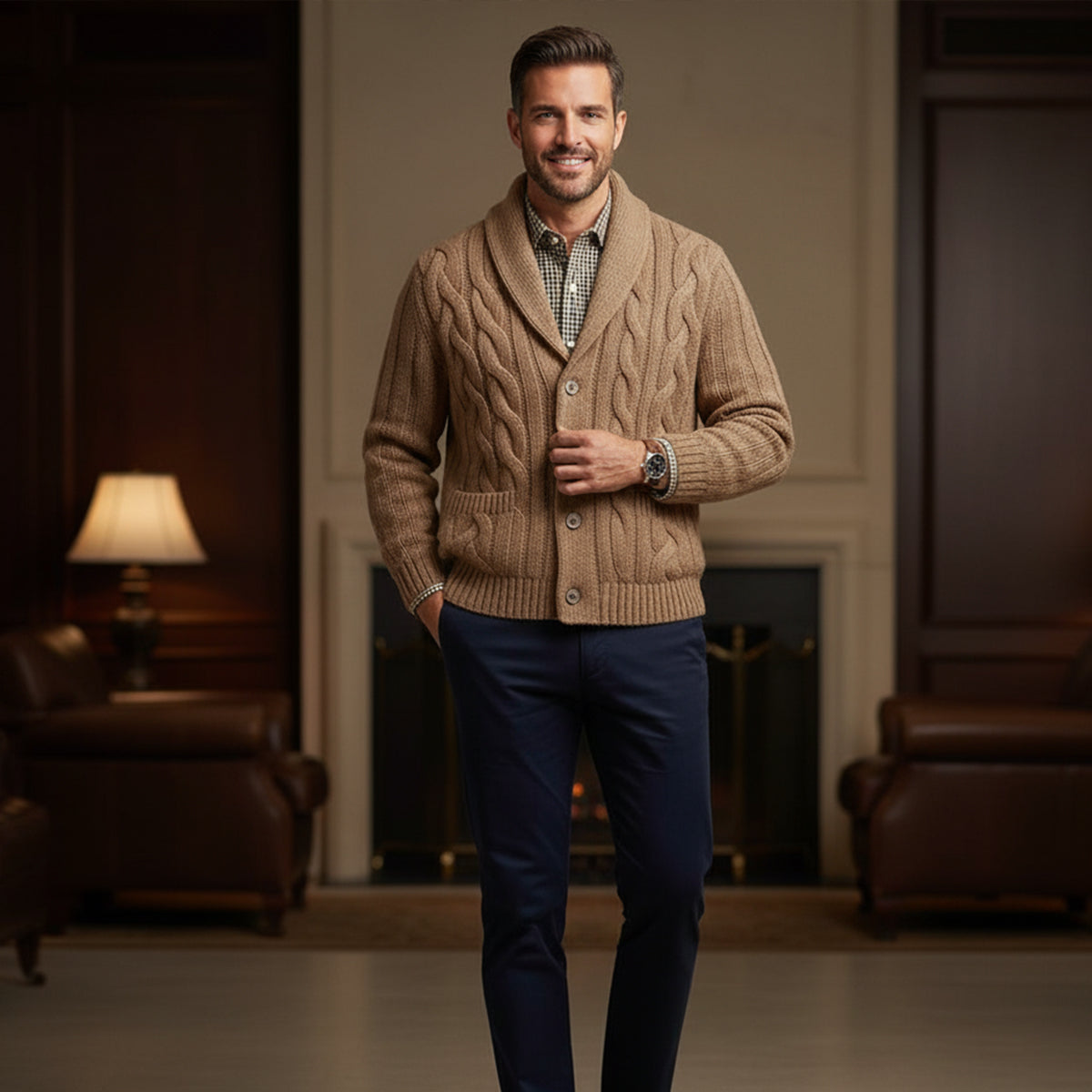 Cozy Mens Cable Knit Sweater