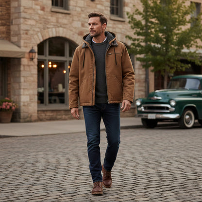 Thermal Men's Fleece Lined Hooded Winter Coat