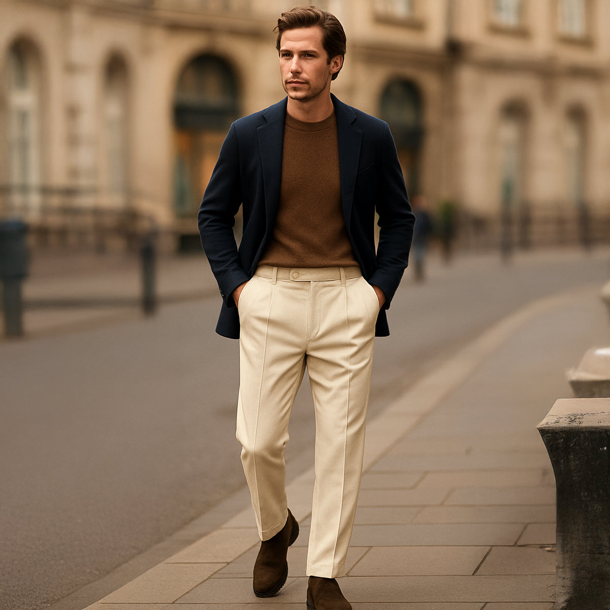 Classic Fit Pleated Mens Pants