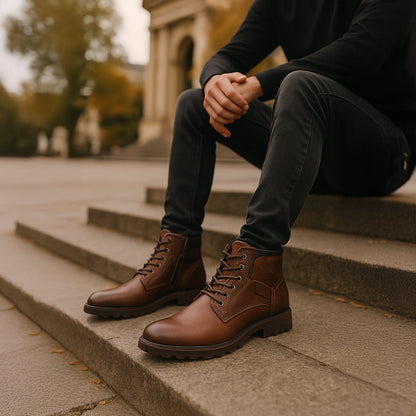 Tough Leather Military Style Ankle Boots