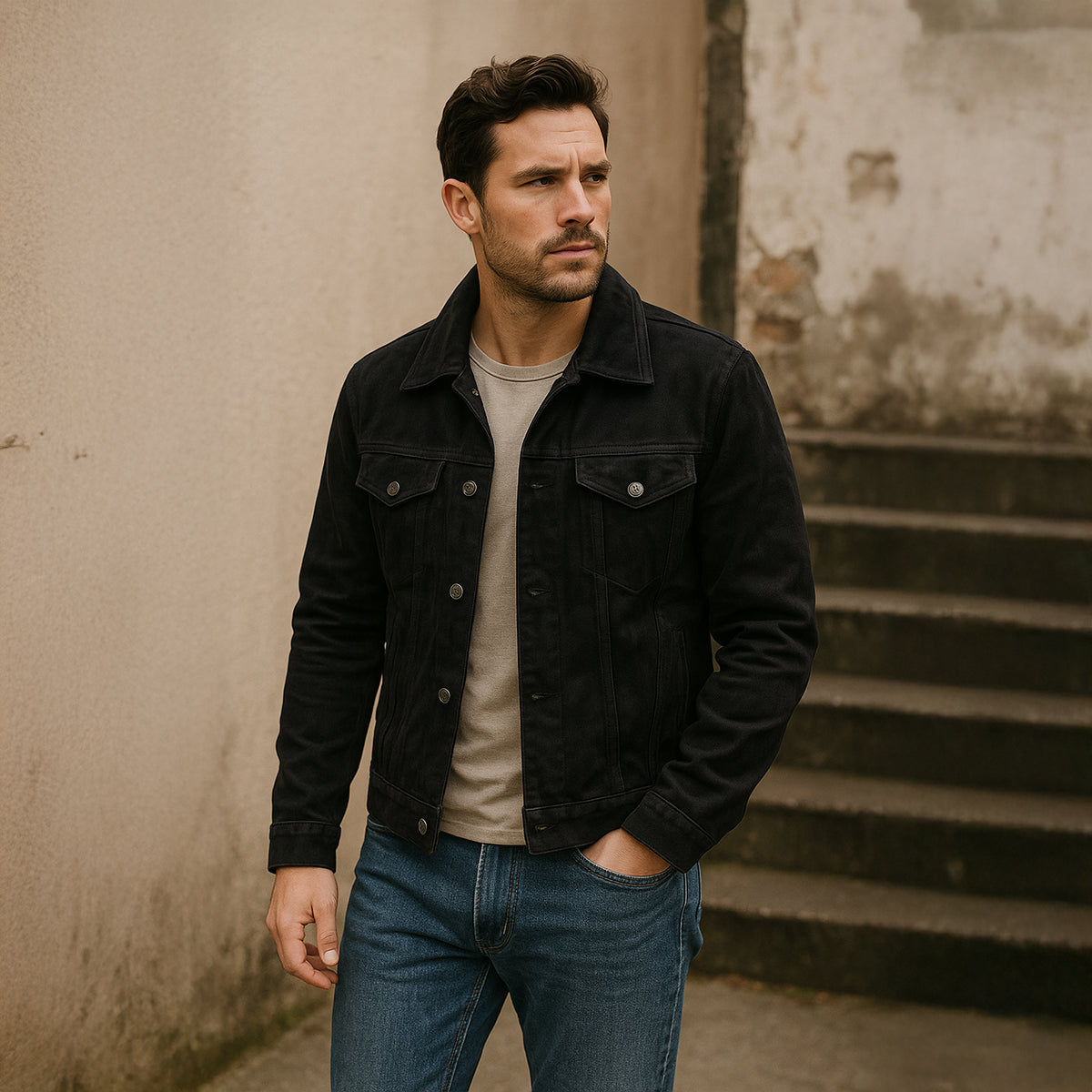 Classic Leather Cargo Coat for Men - Durable Everyday Wear
