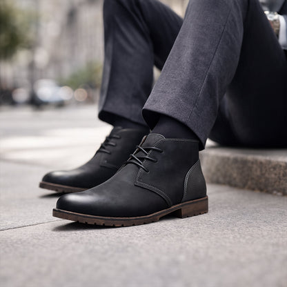 Classic Men's Distressed Leather Smart Boots