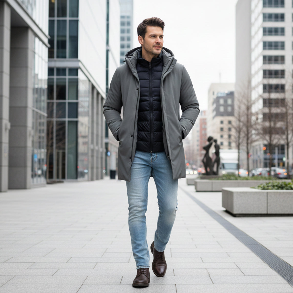 Warm Waterproof Men's Winter Parka Coat with Hood