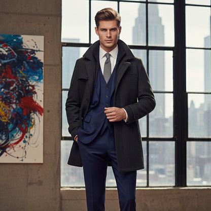 Waterproof Men's Long Coat with Adjustable Sleeves