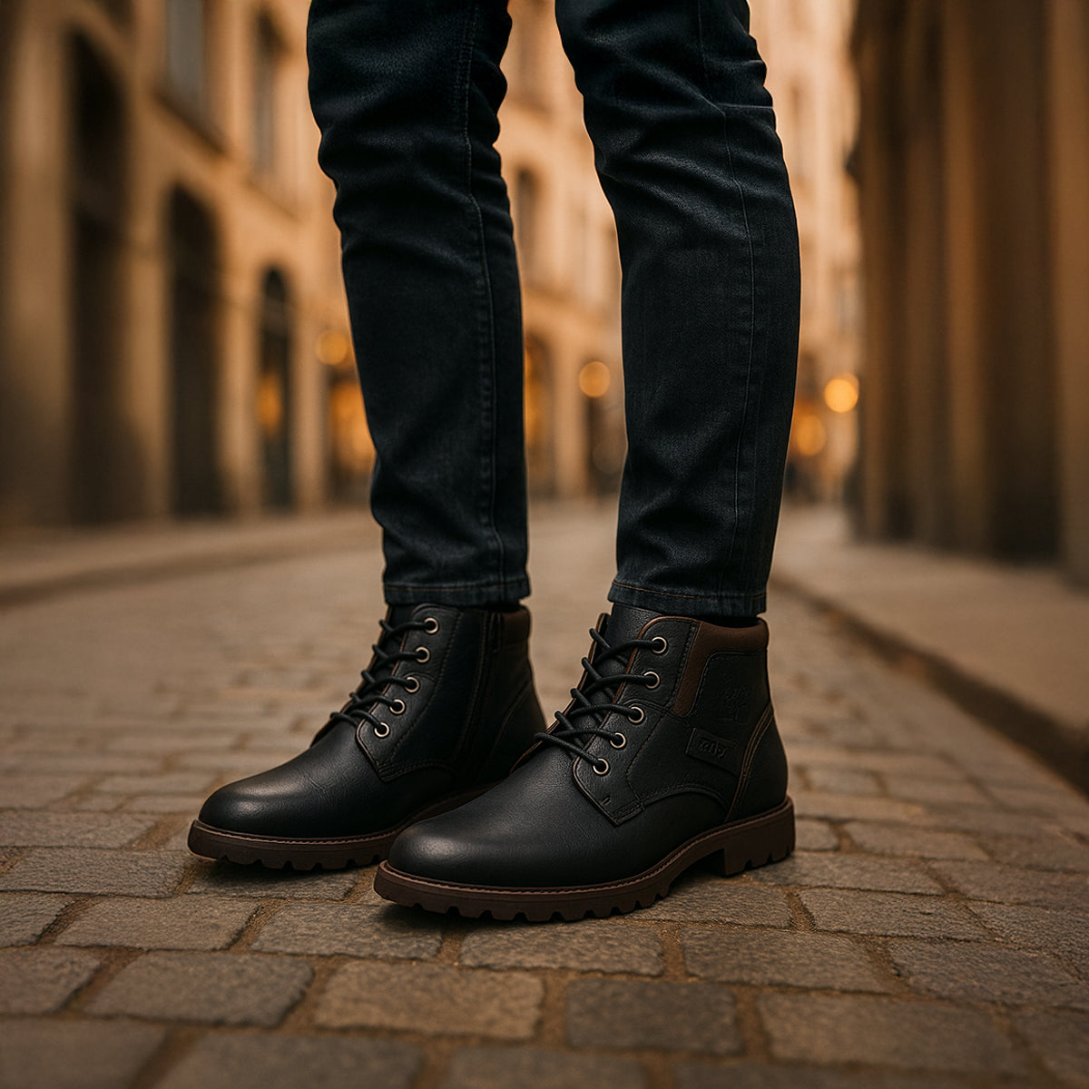 Tough Leather Military Style Ankle Boots